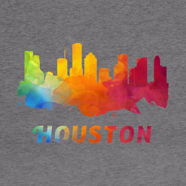 Houston Skyline Watercolor Style by ThirdEyeAerial